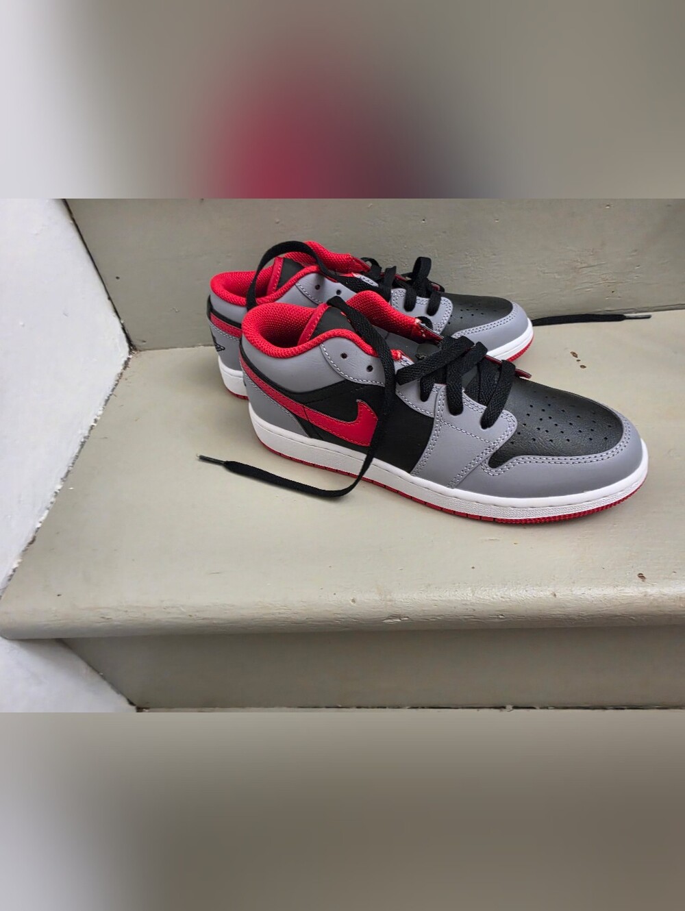 Nike Air Jordan 1 Low GS AJ1 Cement Fire Red Kids Youth Casual Shoes 4.5